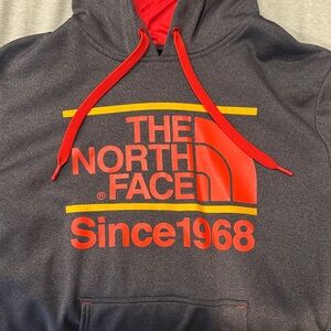 The North Face Men's Charcoal and Red Hoodie